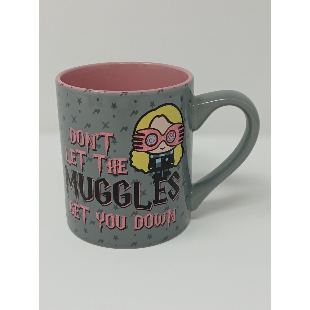 Harry Potter "Don't Let the Muggles Get You Down" Gray Pink Ceramic Mug 14oz